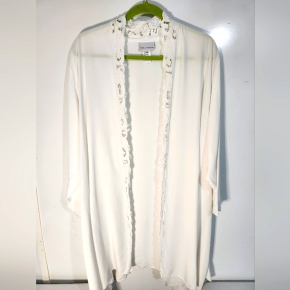 Soft Surroundings White Lace Trim Kimono, Size 2x - Picture 1 of 6